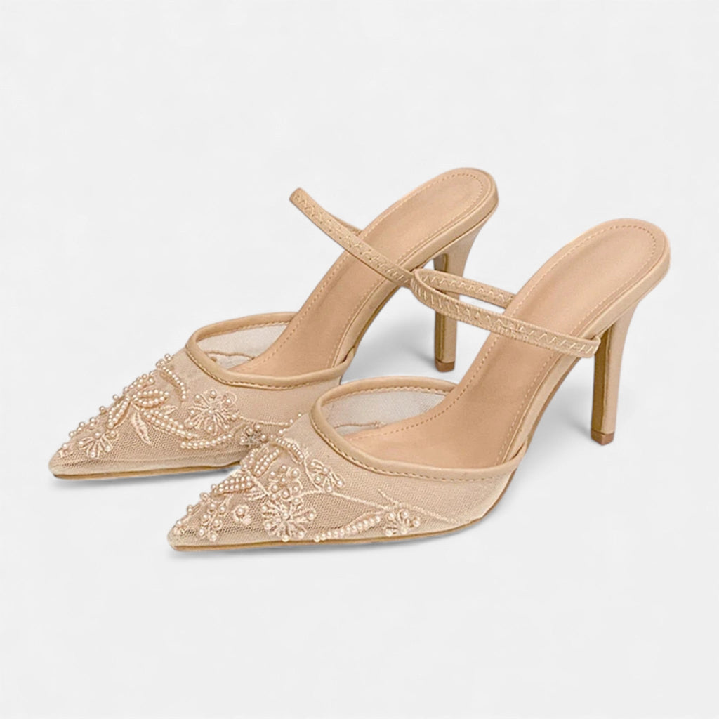 Eleganta slip-on-klackar med spetsiga tår för kvinnor - Sofistikerade pumps utan rygg för kontor, fester och aftonkläder