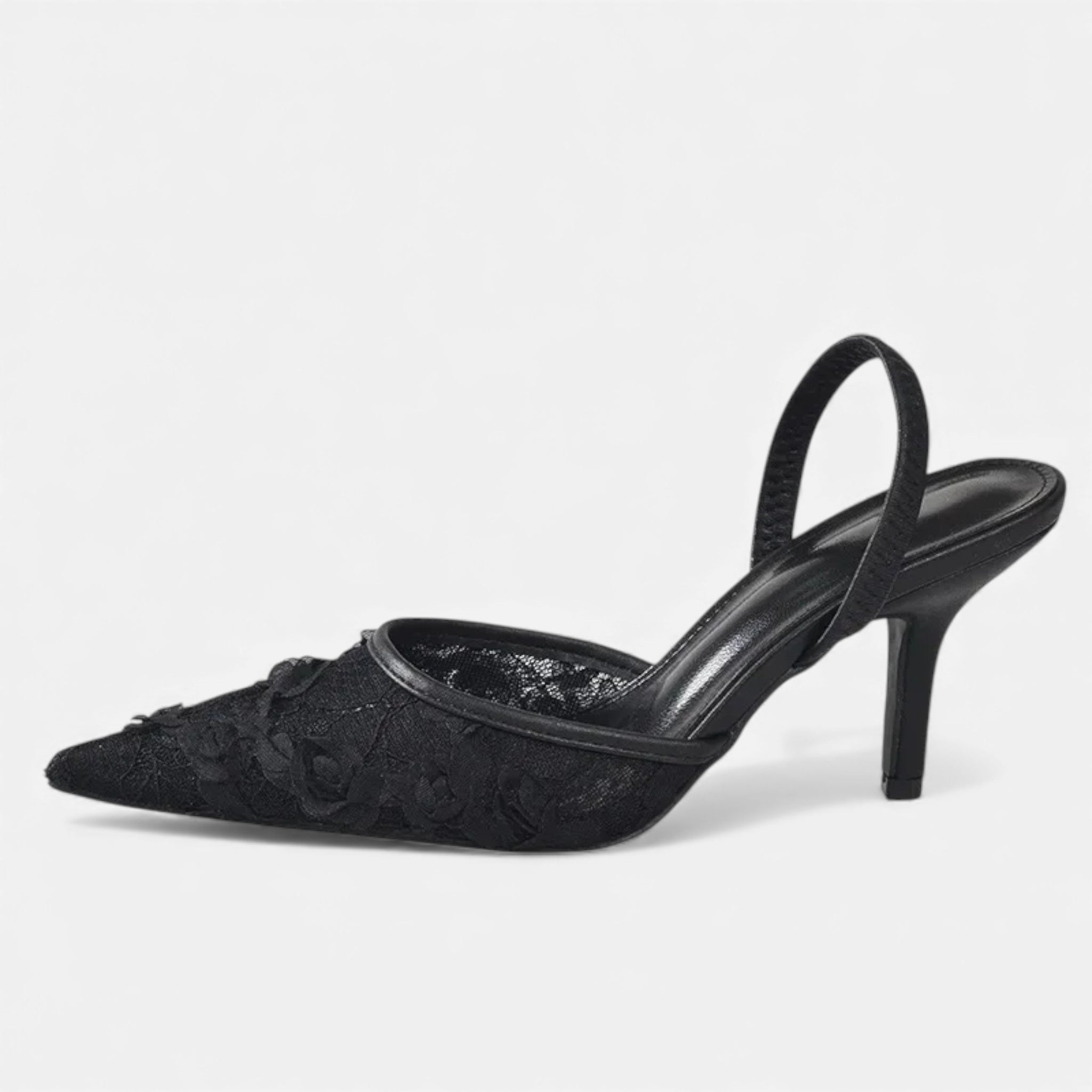 Eleganta slip-on-klackar med spetsiga tår för kvinnor - Sofistikerade pumps utan rygg för kontor, fester och aftonkläder