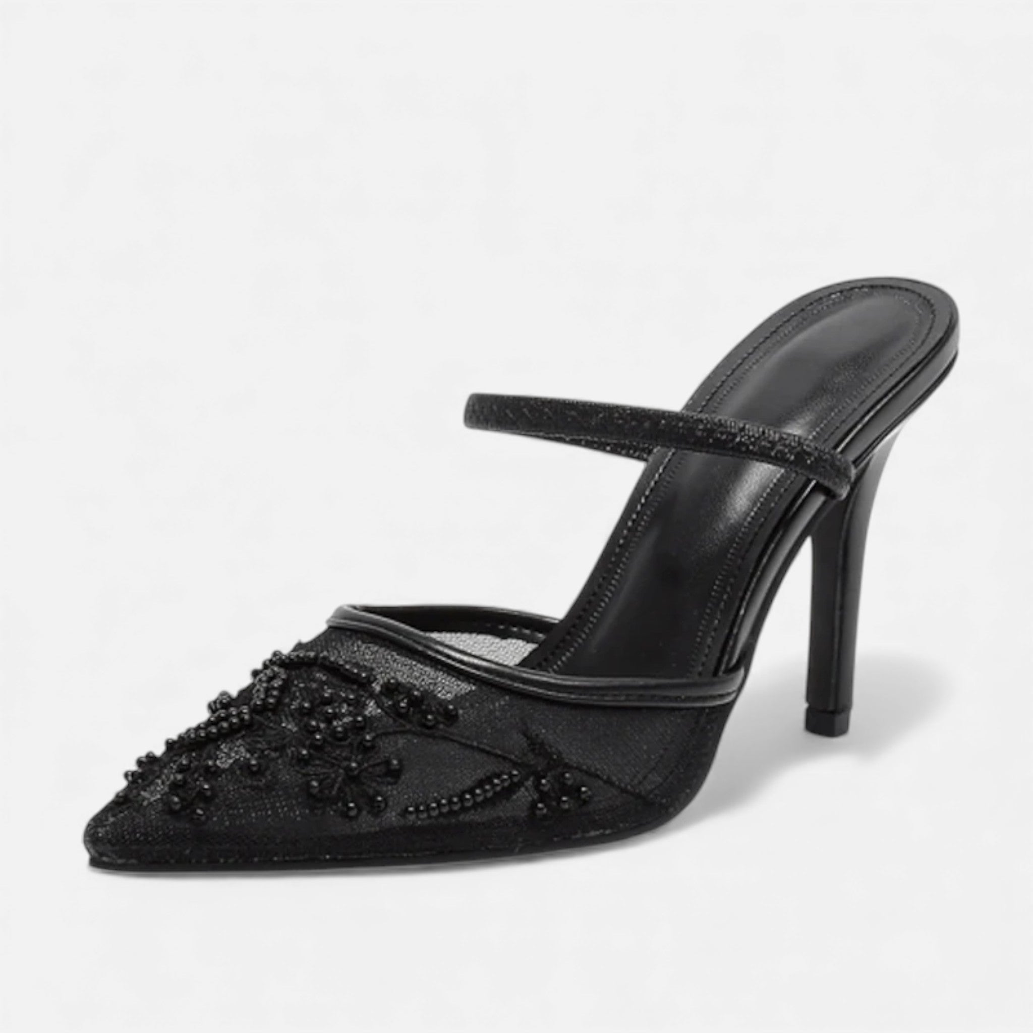 Eleganta slip-on-klackar med spetsiga tår för kvinnor - Sofistikerade pumps utan rygg för kontor, fester och aftonkläder