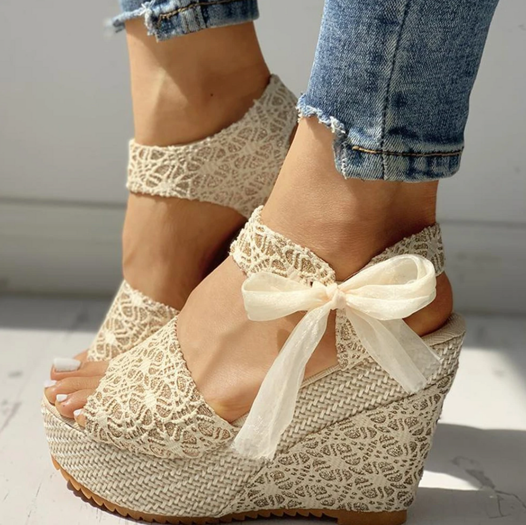 Boho-plattformsandaler för kvinnor - Flexibla elastiska remmar med flätad espadrillsula