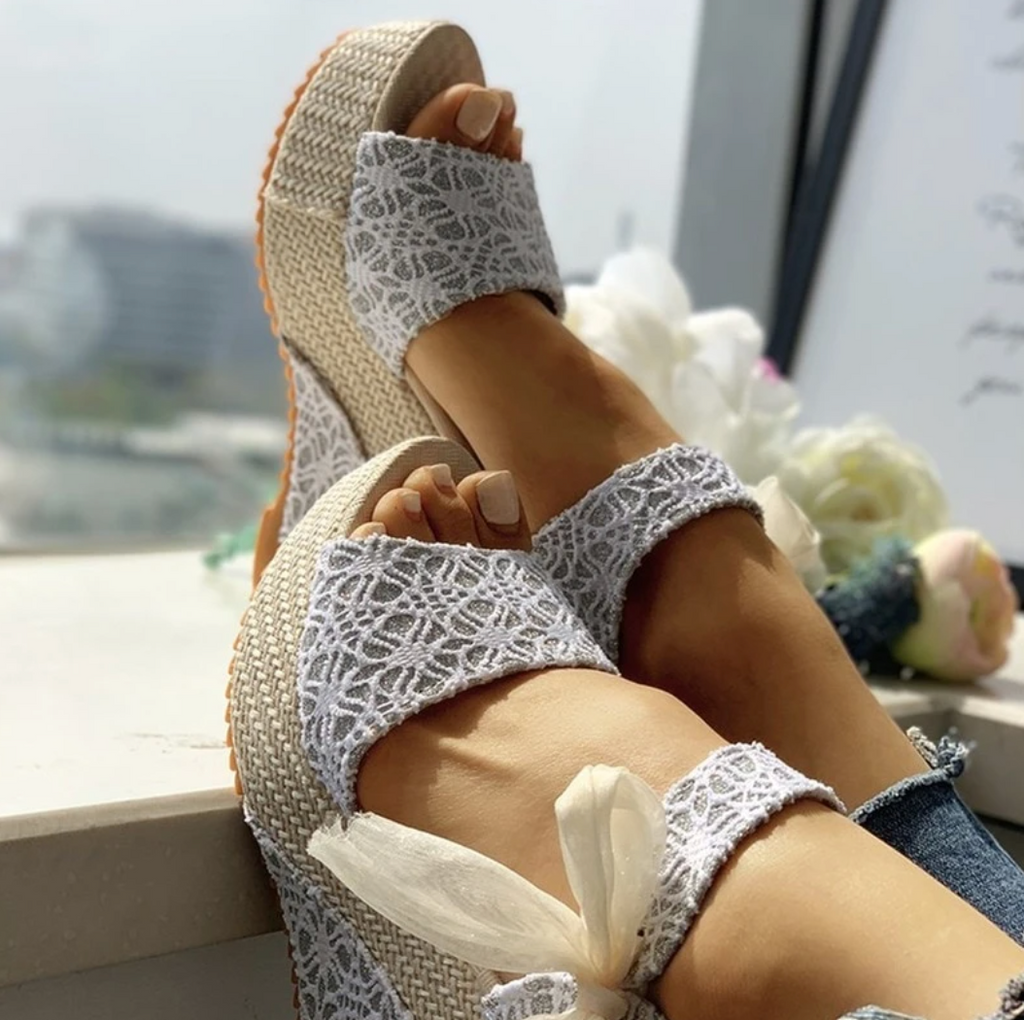 Boho-plattformsandaler för kvinnor - Flexibla elastiska remmar med flätad espadrillsula
