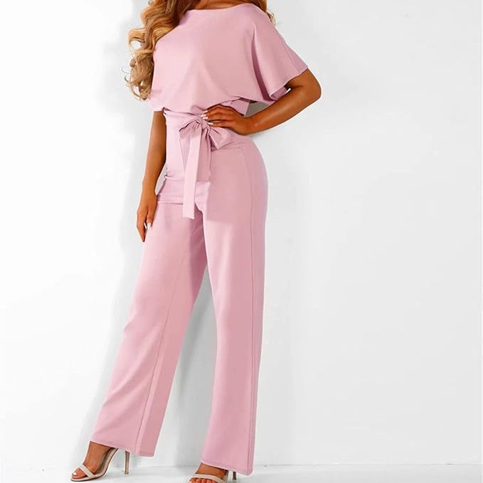 Damjumpsuit med böljande palazzo-motiv – Midjeåtsittande helkropp med otrolig elegans