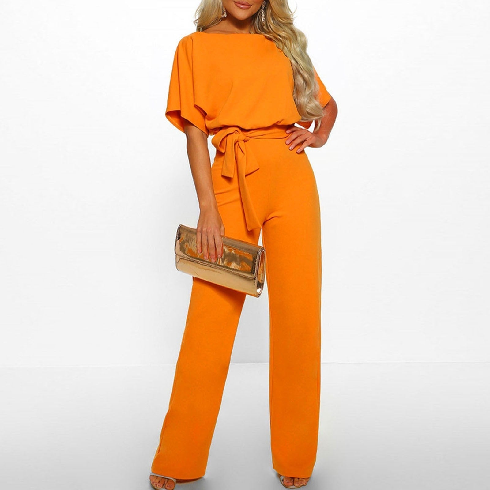 Damjumpsuit med böljande palazzo-motiv – Midjeåtsittande helkropp med otrolig elegans