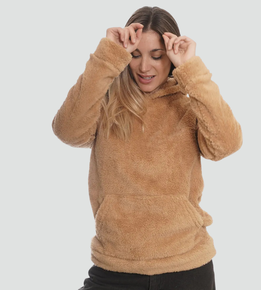 Emelie | Fleecehuvtröja med känguruficka – mjukt och skönt stickat plagg för fritiden