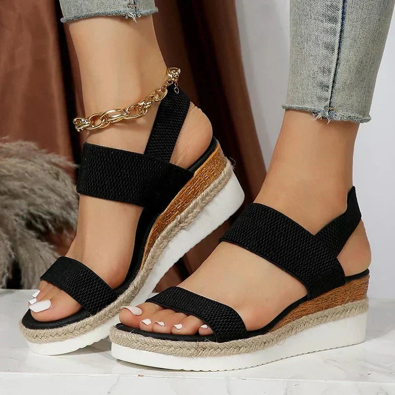 Dam Coastal Chic Espadrille Platåskor - Elastiska Komfort Sommarpromenadskor