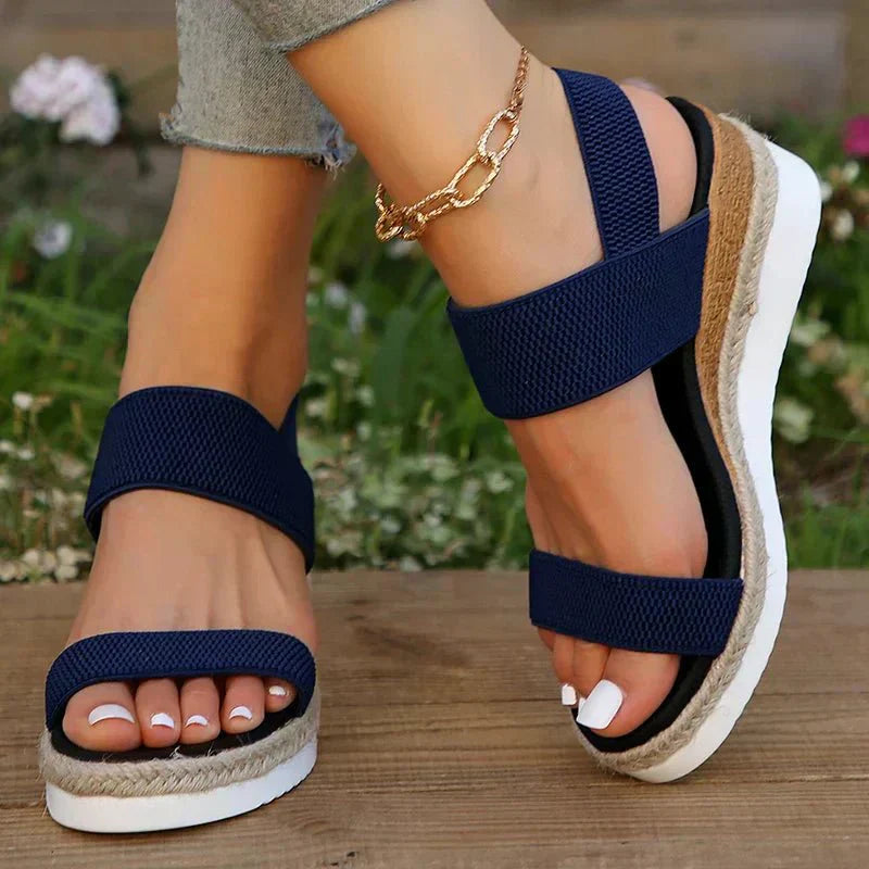 Dam Coastal Chic Espadrille Platåskor - Elastiska Komfort Sommarpromenadskor