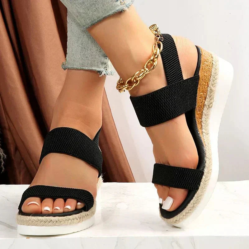 Dam Coastal Chic Espadrille Platåskor - Elastiska Komfort Sommarpromenadskor