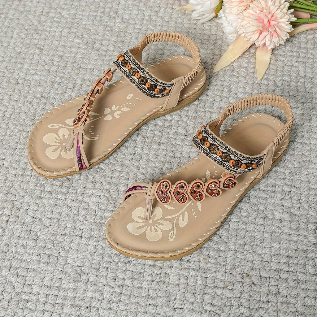 Platta sandaler i strandstil för kvinnor - Lätta slip-on-skor för semesterfirare