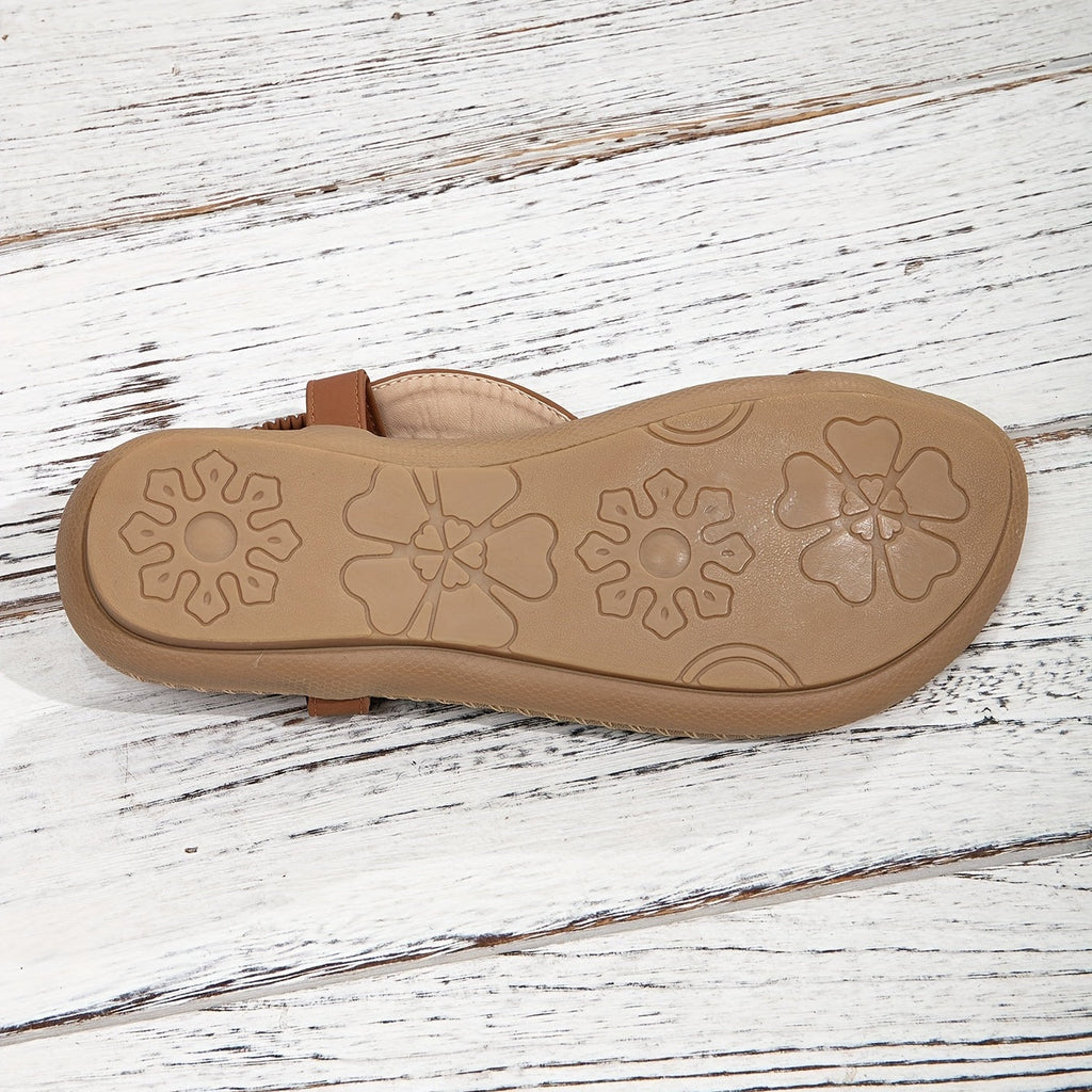 Platta sandaler i strandstil för kvinnor - Lätta slip-on-skor för semesterfirare