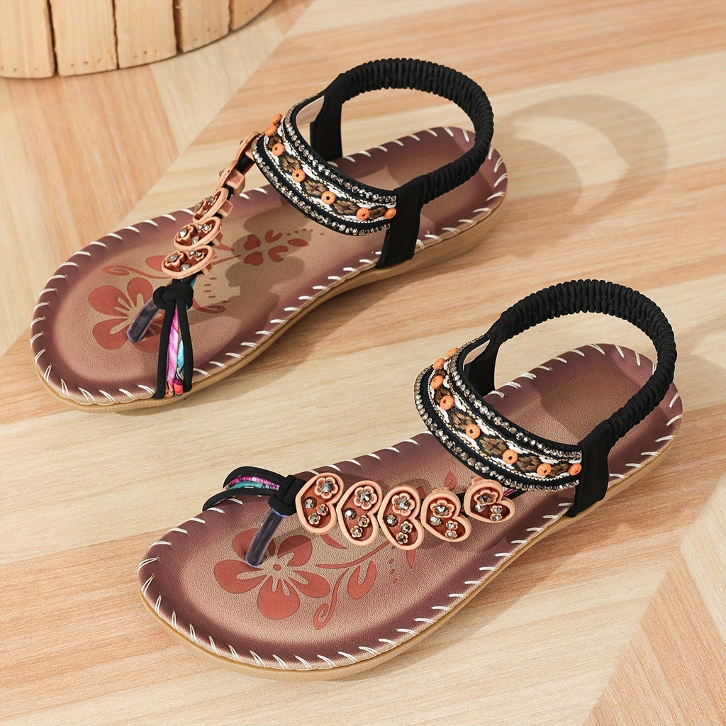 Platta sandaler i strandstil för kvinnor - Lätta slip-on-skor för semesterfirare