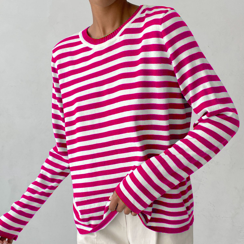 Ingeborg | Ledig sweatshirt med horisontella ränder, rund halsringning och ribbade kanter