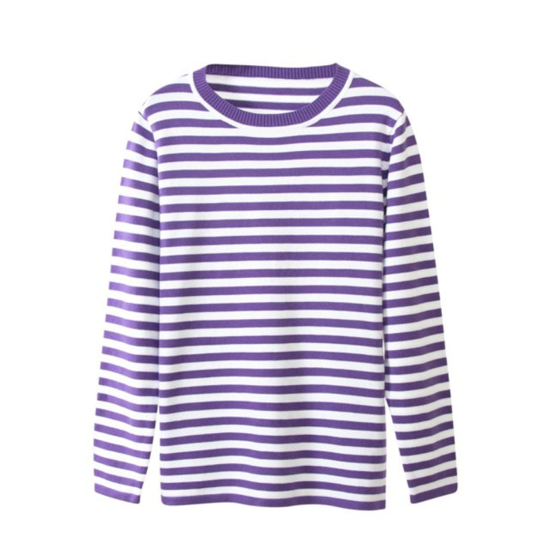 Ingeborg | Ledig sweatshirt med horisontella ränder, rund halsringning och ribbade kanter