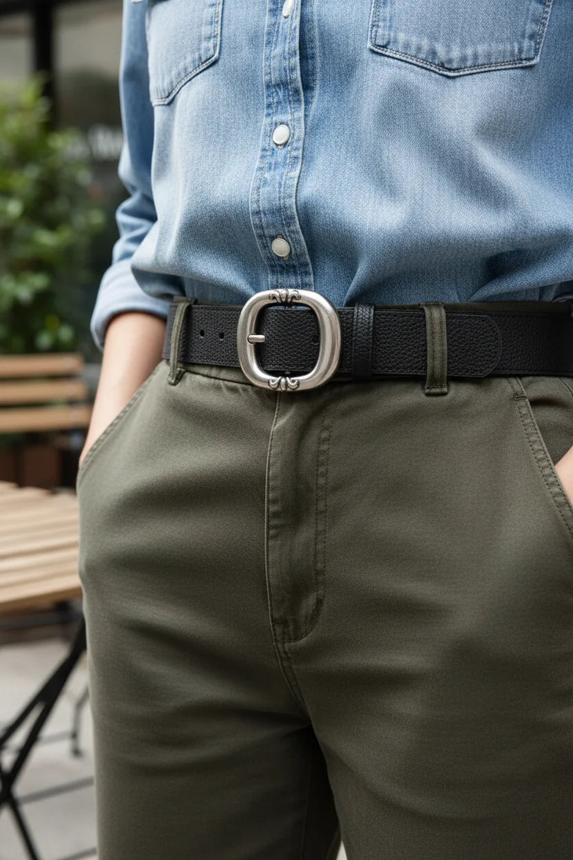 Dammidjebälte i statement-stil – Elegant accessoar med ovalt spänne
