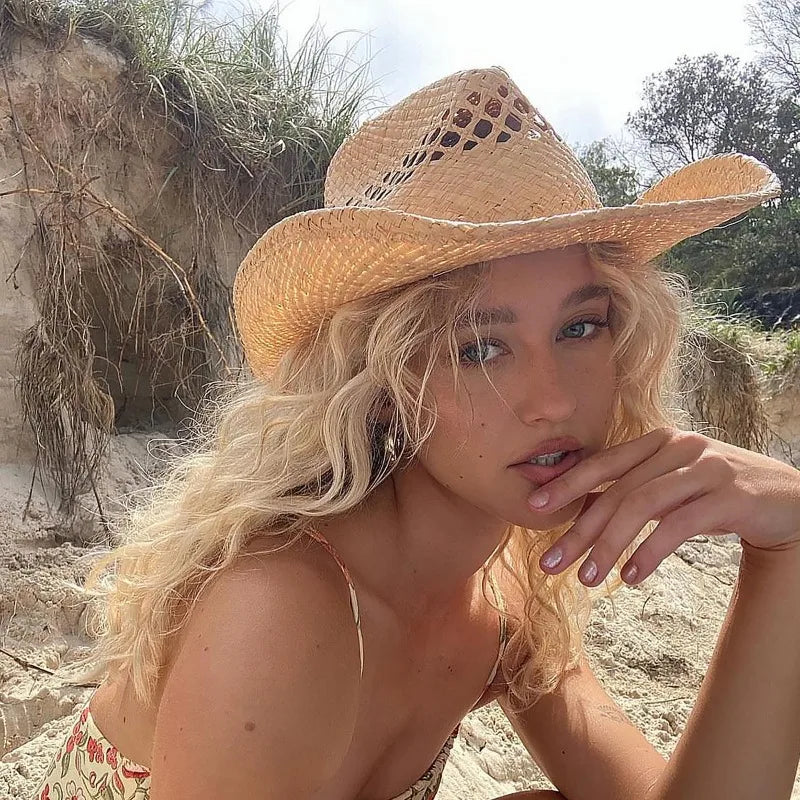 Dam Western solhatt – Boho wide brim beach festival fedora