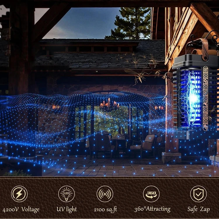 UV-insektsfälla för utomhusbruk – Väderbeständig insektsdödare med 360° skydd, barnsäker